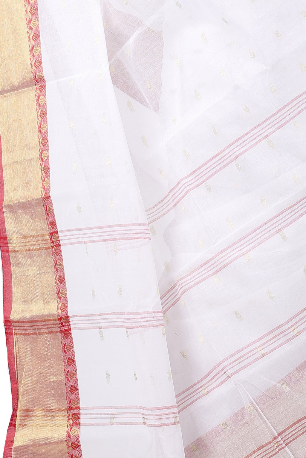 White Pure Cotton JoriPar Tant Saree (5177)